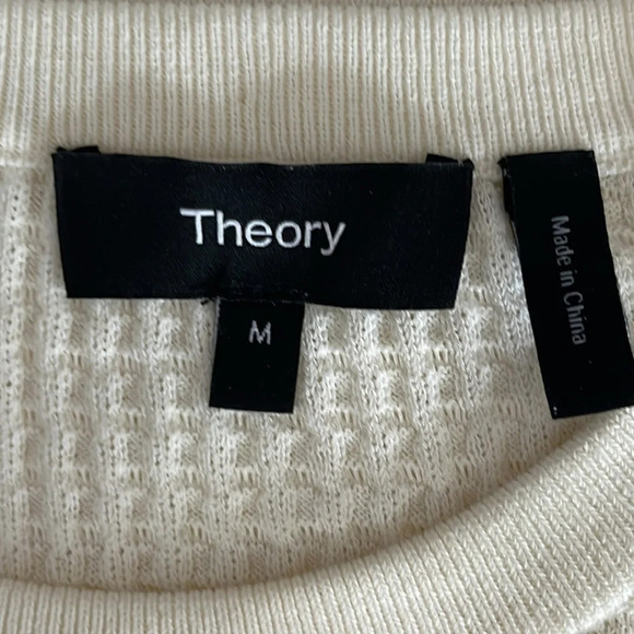 Theory Bristol Waffle Ruffle Trim Knit Top in Ivory - NWOT - Size Medium - Picture 6 of 8